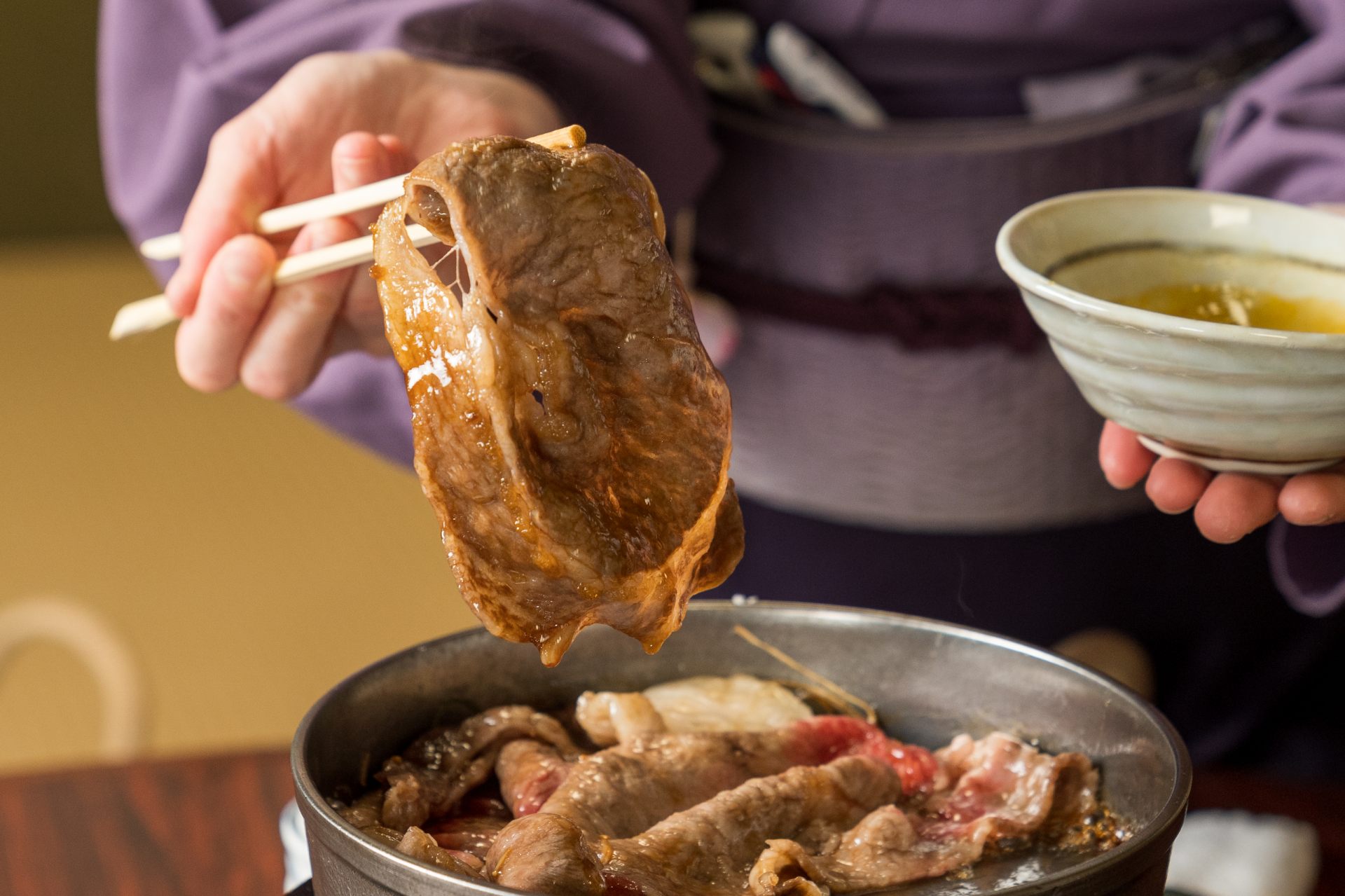 Top-quality Matsuzaka beef expertly prepared. Sukiyaki at its best.