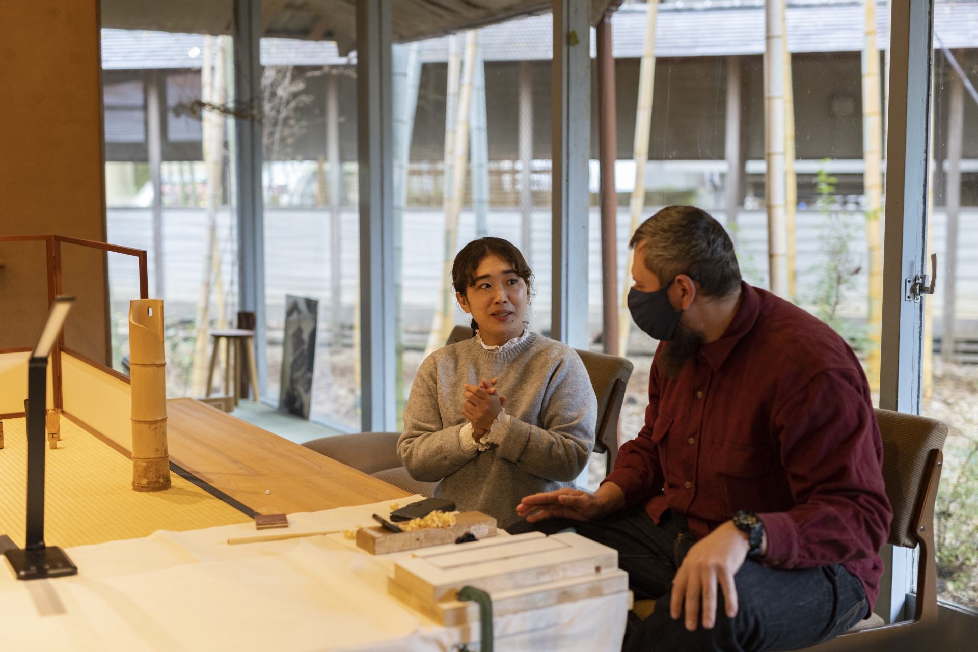 Chikubuen staff talks about the unique qualities of bamboo.