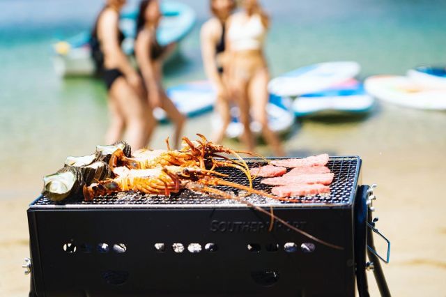 Barbecue on an uninhabited island (illustration)