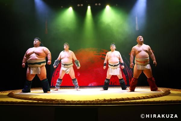 All performers are former Sumo wrestlers, and the stage (“dohyo” ) is actual size.