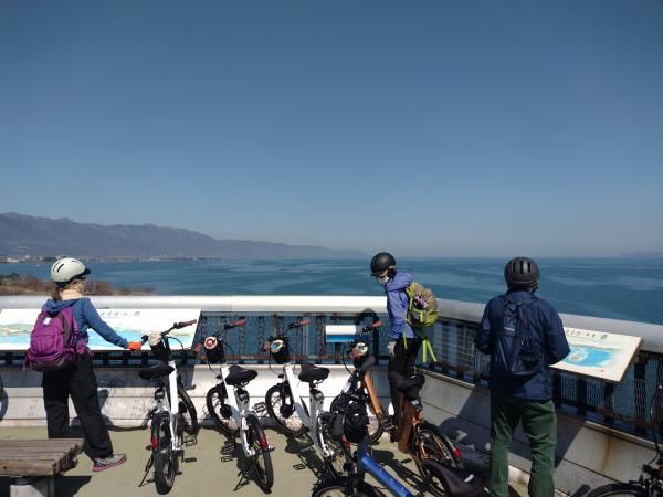 Cycling to the observation deck of BIWAKO-OHASHI Bridge