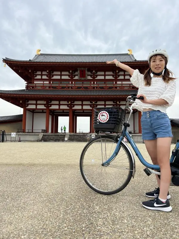 レンタサイクル（電動アシスト自転車）で奈良観光のイメージ図（実際の自転車等とは異なる場合があります）